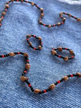 Vintage | Handmade Seed Bead & Seeds Necklace and Rings